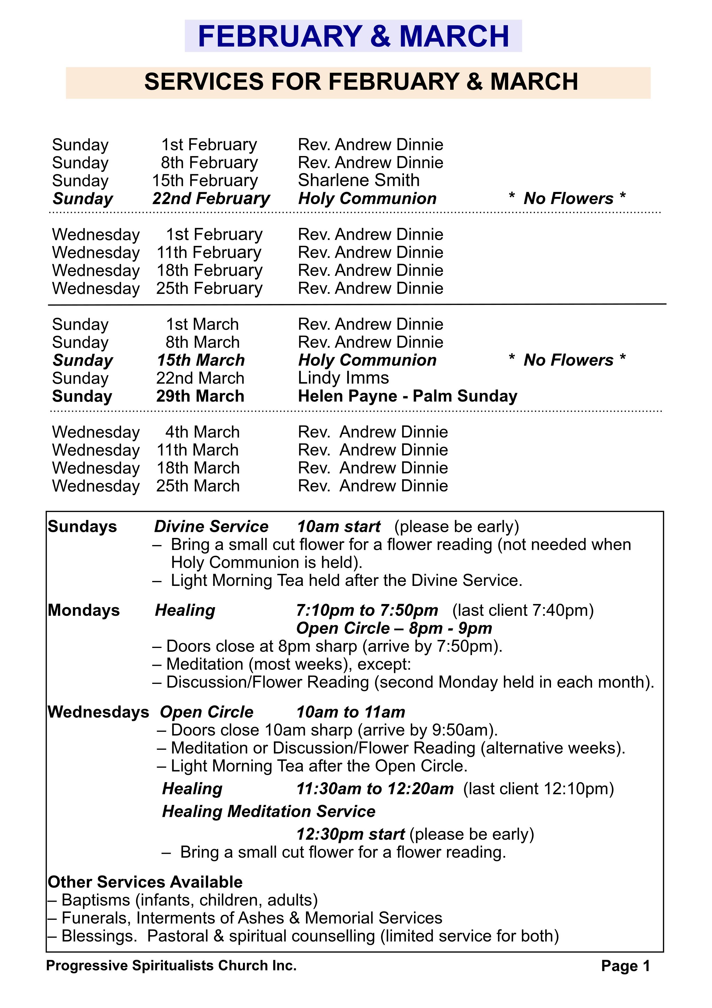 Church Service Roster