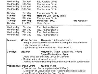 Church Roster - April/May 2026
