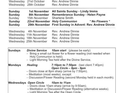 Church Roster - October/November 2026
